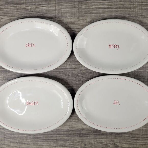 Rae Dunn Artisan Collection Oval Christmas Appetizer Plate Set‎ - Picture 1 of 9